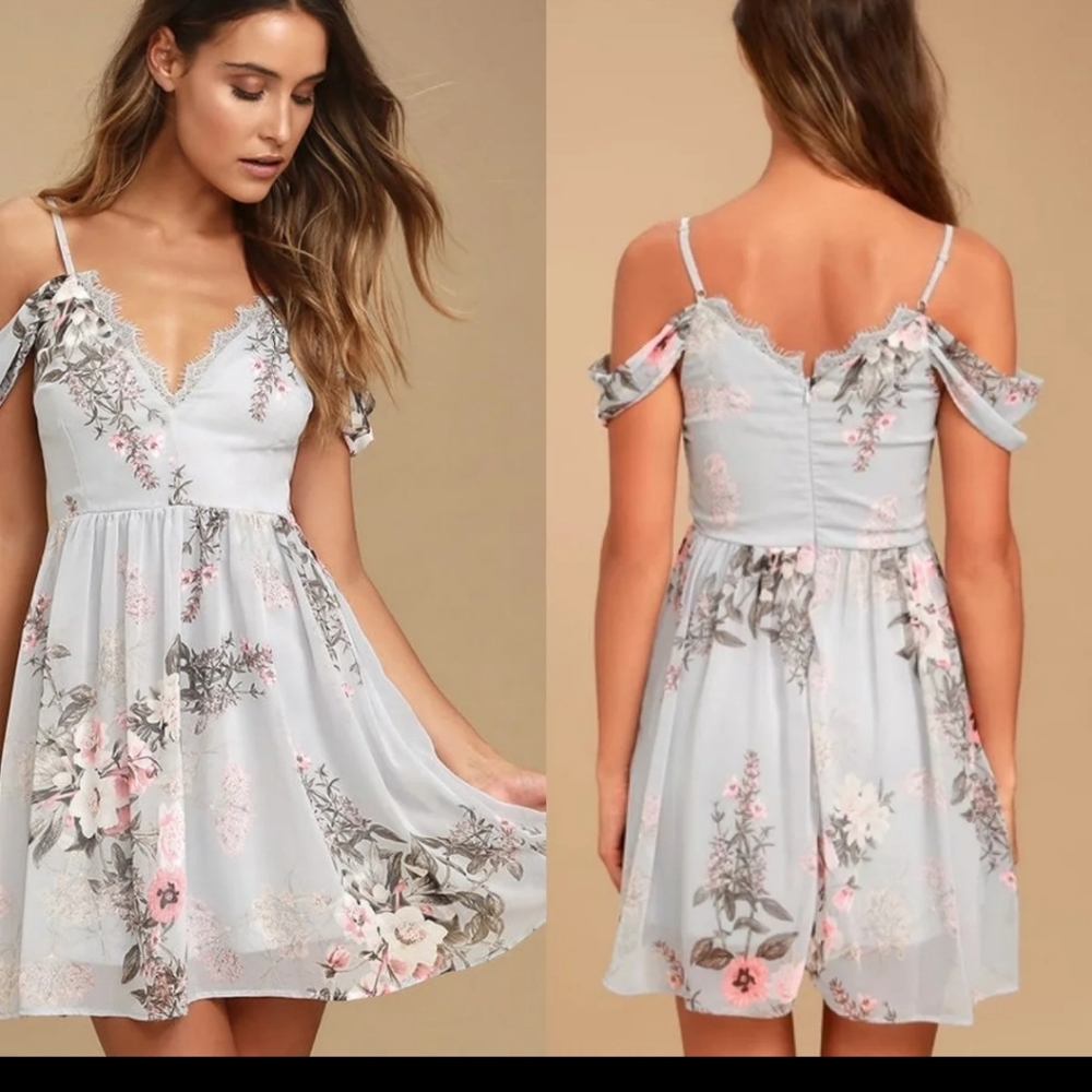 Lulus Verona Light Blue Floral Dress
